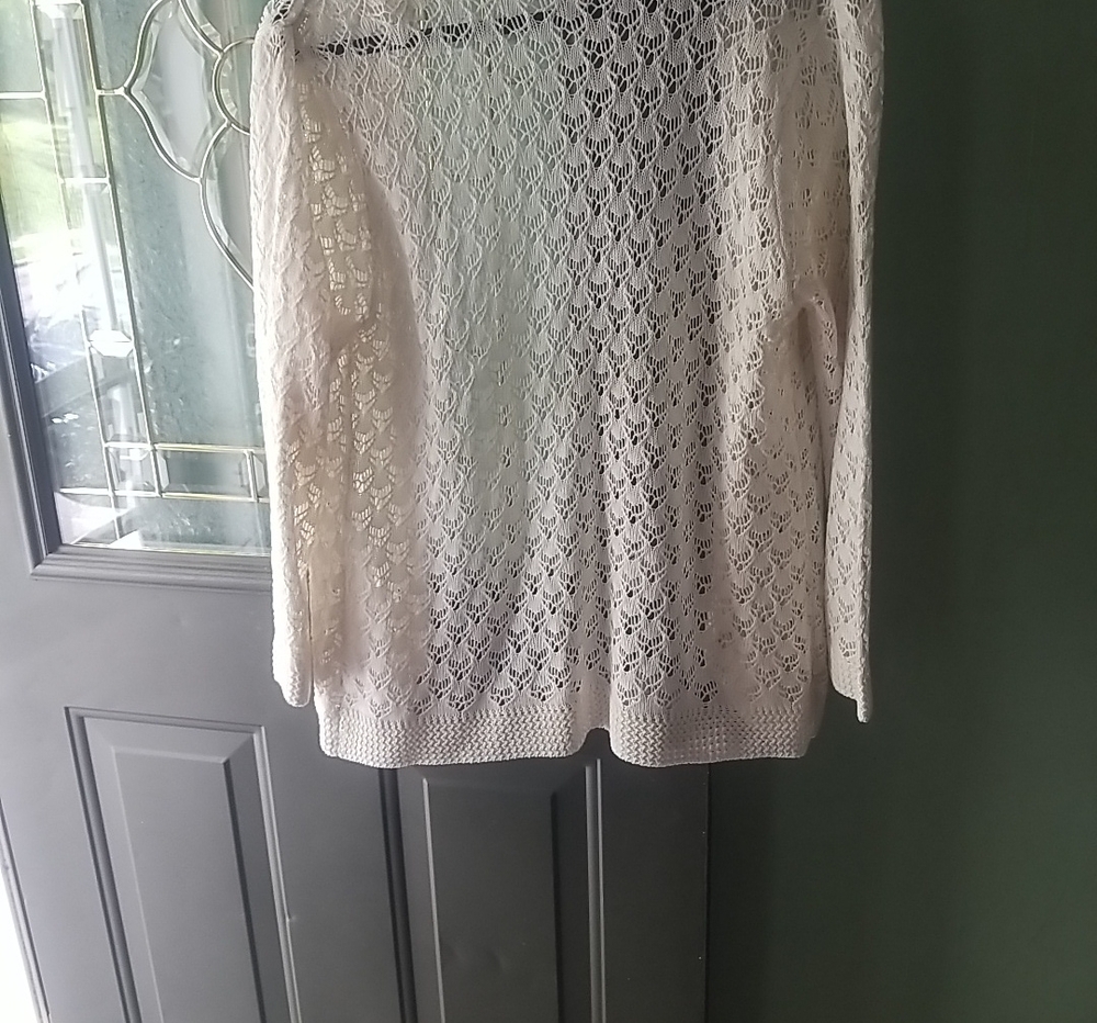 Lightweight Cream Open-Front Lace Cardigan - Picture 5 of 5
